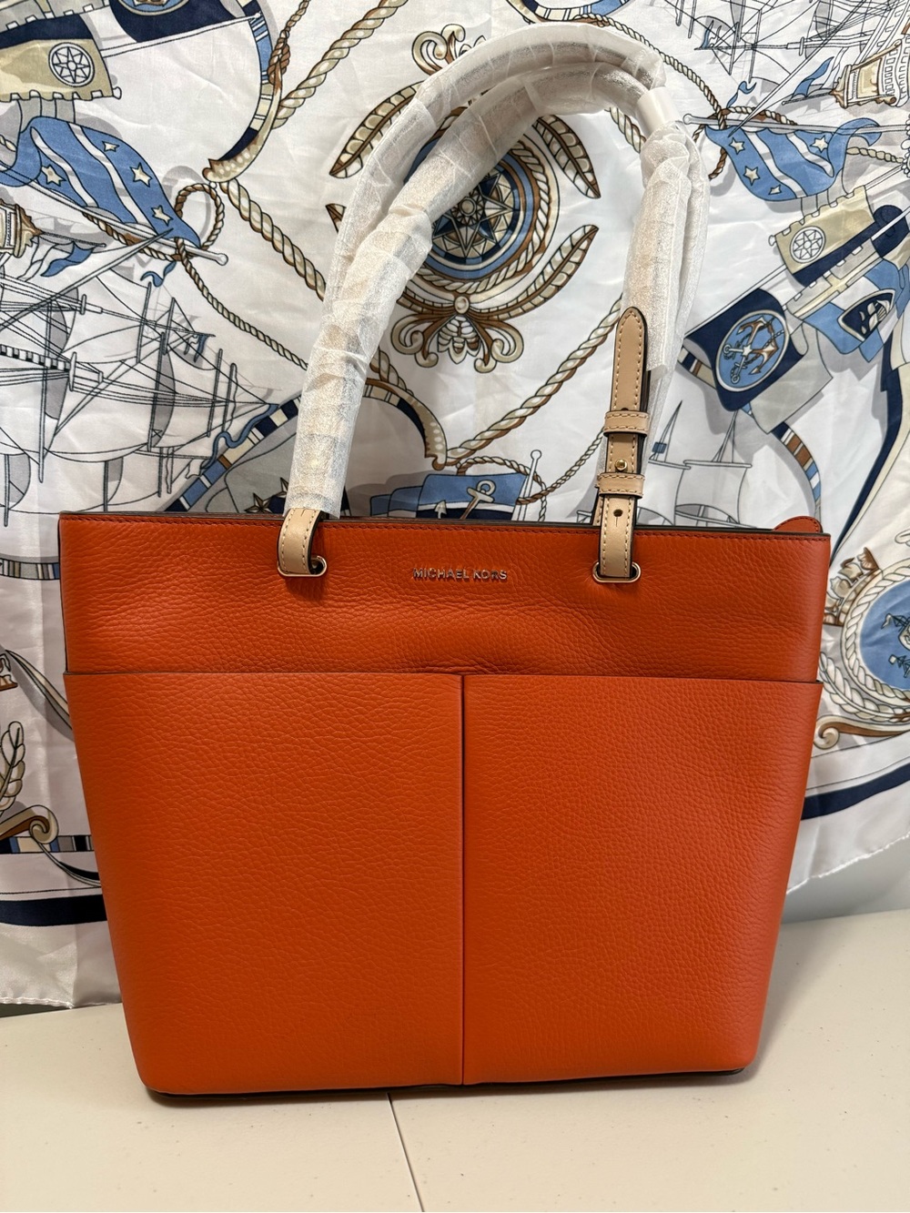 Michael Kors Orange Leather Tote Bag NWT